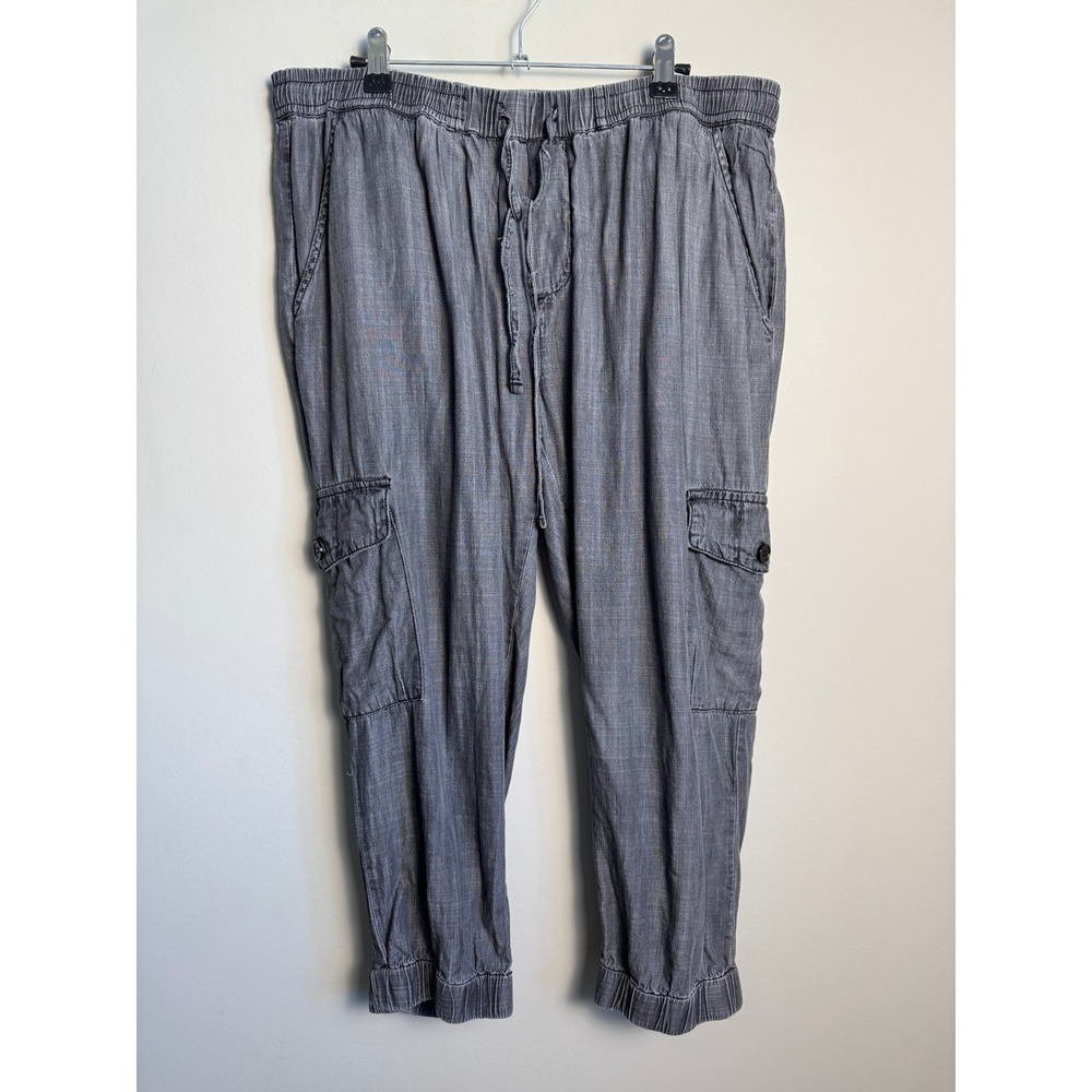 Carre Noir Womens Gray Cargo Jogger Pants XL Lyocell Utility Casual Relaxed Boho